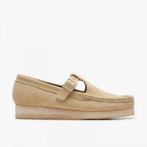 Clarks Wallabee T-Bar Beige | CLKS-85414