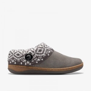 Clarks Willowdean Sweater Slippers Gris Oscuro | CLKS-84669