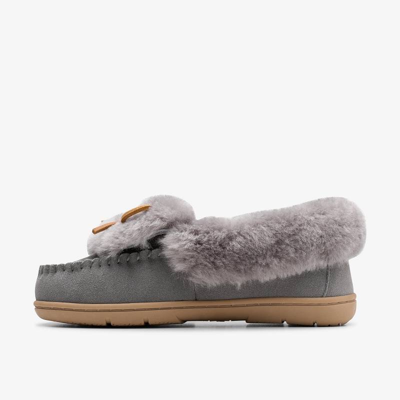 Clarks Roll Mocc Slippers Gris | CLKS-84675