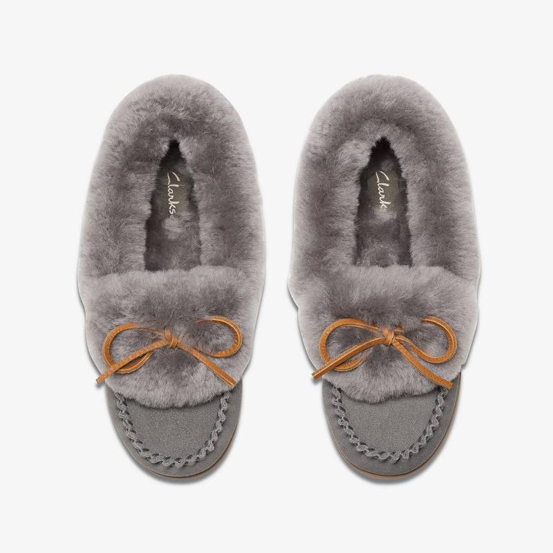 Clarks Roll Mocc Slippers Gris | CLKS-84675