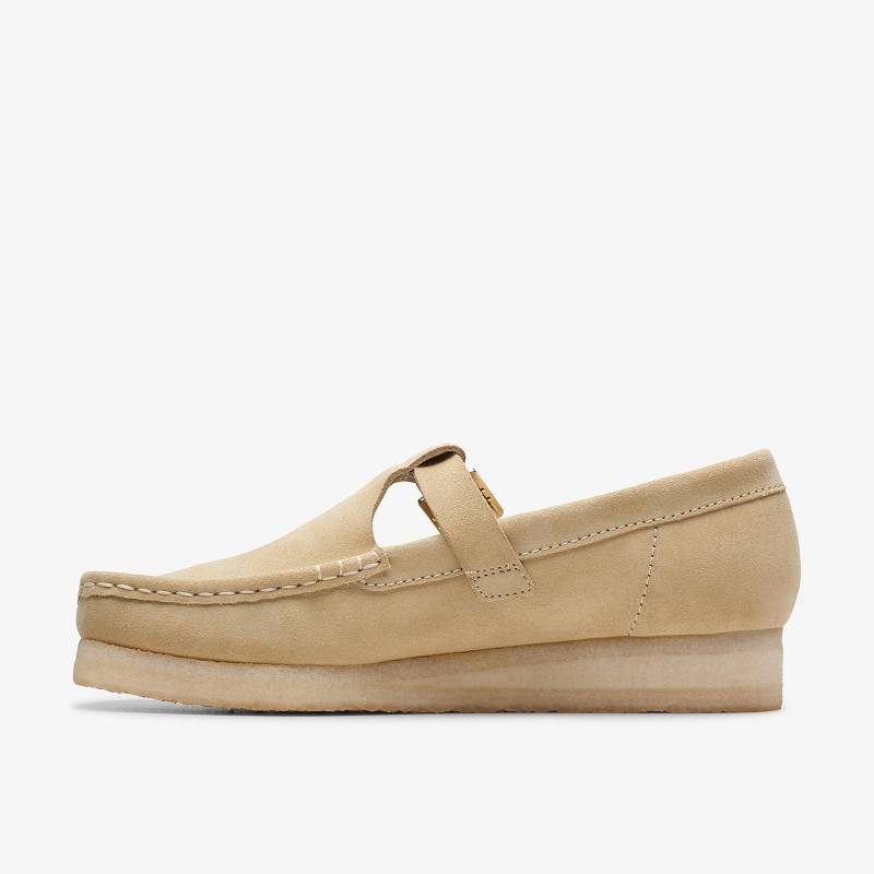 Clarks Wallabee T-Bar Beige | CLKS-85414