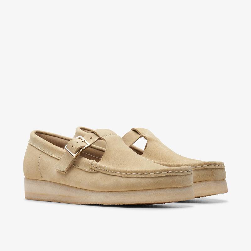 Clarks Wallabee T-Bar Beige | CLKS-85414