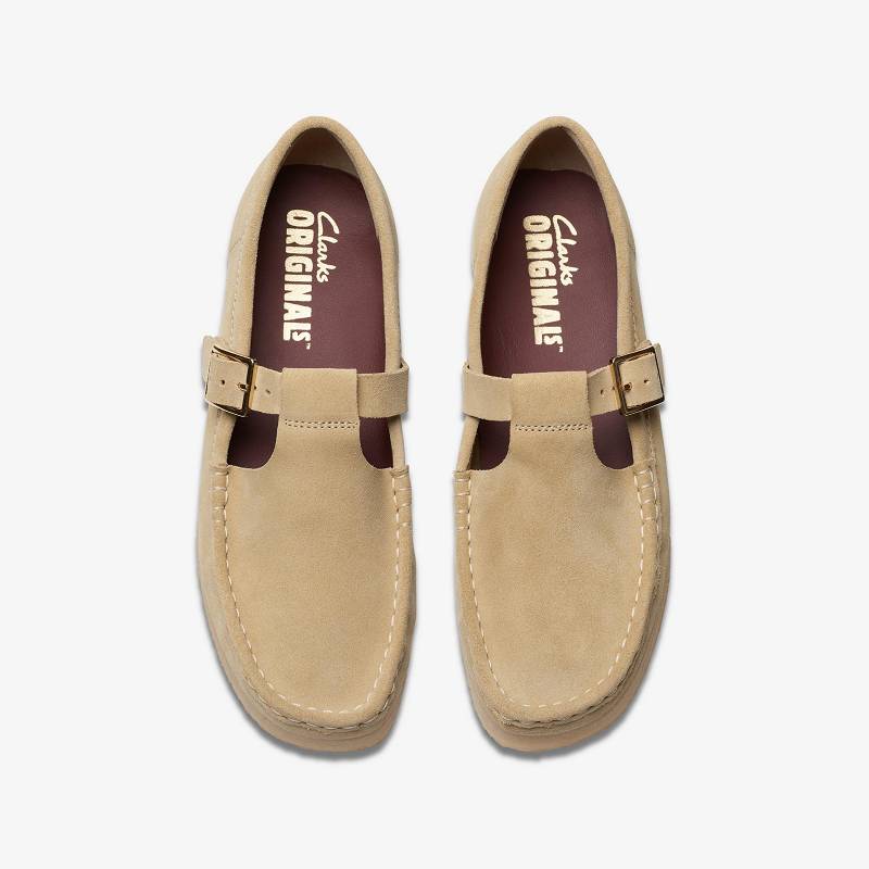 Clarks Wallabee T-Bar Beige | CLKS-85414