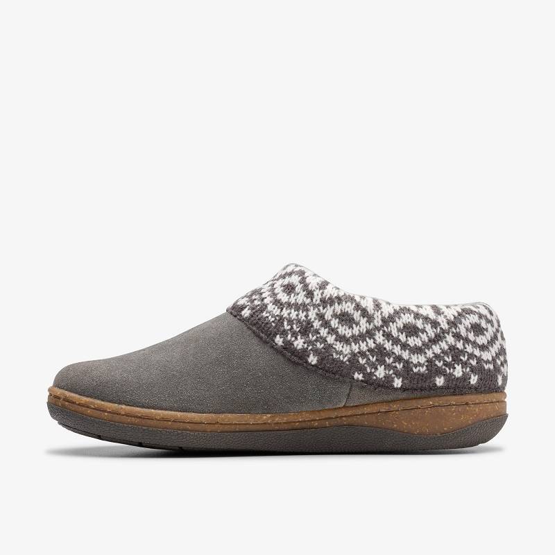 Clarks Willowdean Sweater Slippers Gris Oscuro | CLKS-84669